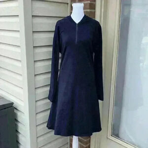 Lacoste Fit and Flare Long Sleeve Navy Blue Dress